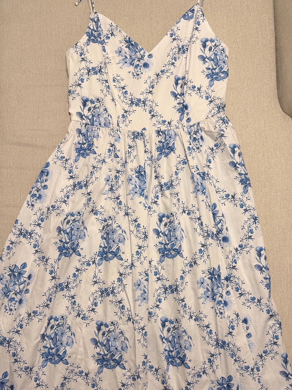 H&M White Dress with Blue Floral Print